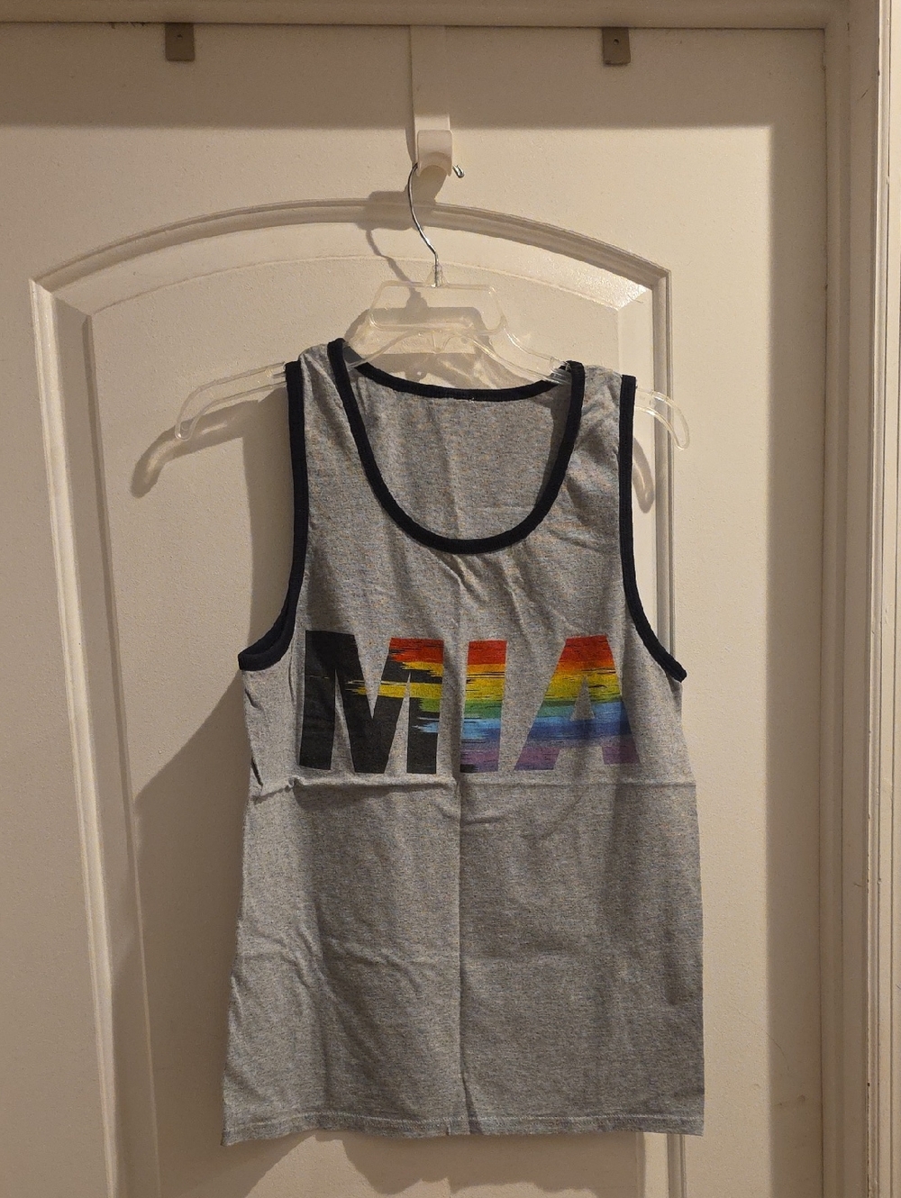 Unbranded Gray Tank Top with Rainbow MIA Graphic